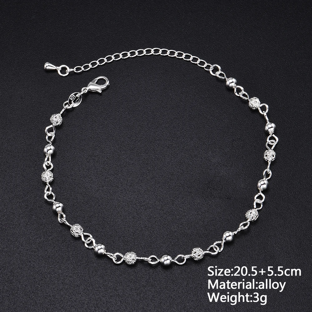 Браслеты-цепочки с кристаллами и бусинами простые очаровательные Покрытые