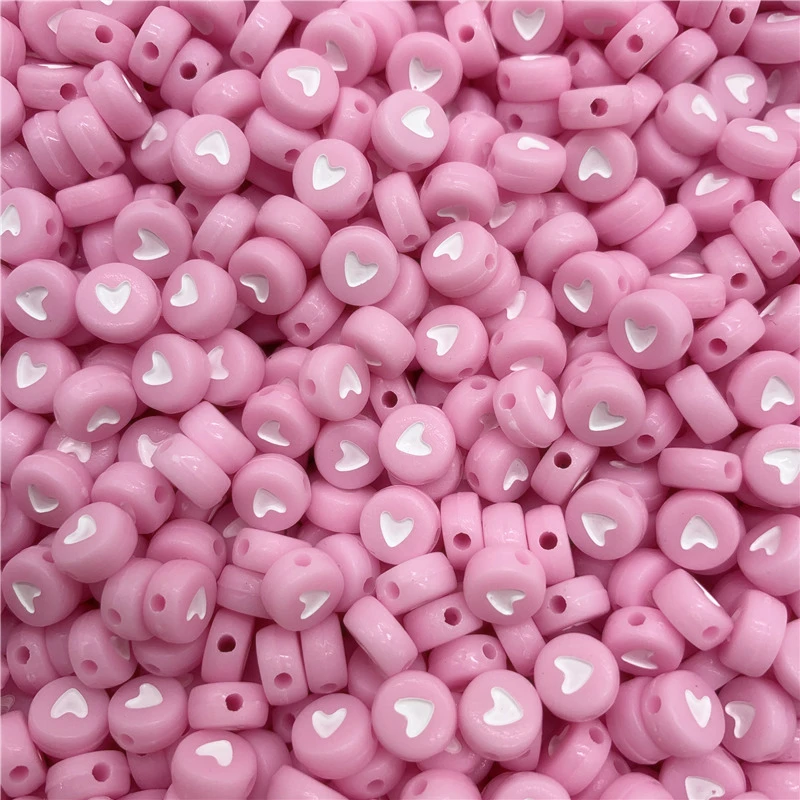 100 шт./лот 7 мм акриловые разделенные бусины флуоресцентные круглые в форме сердца