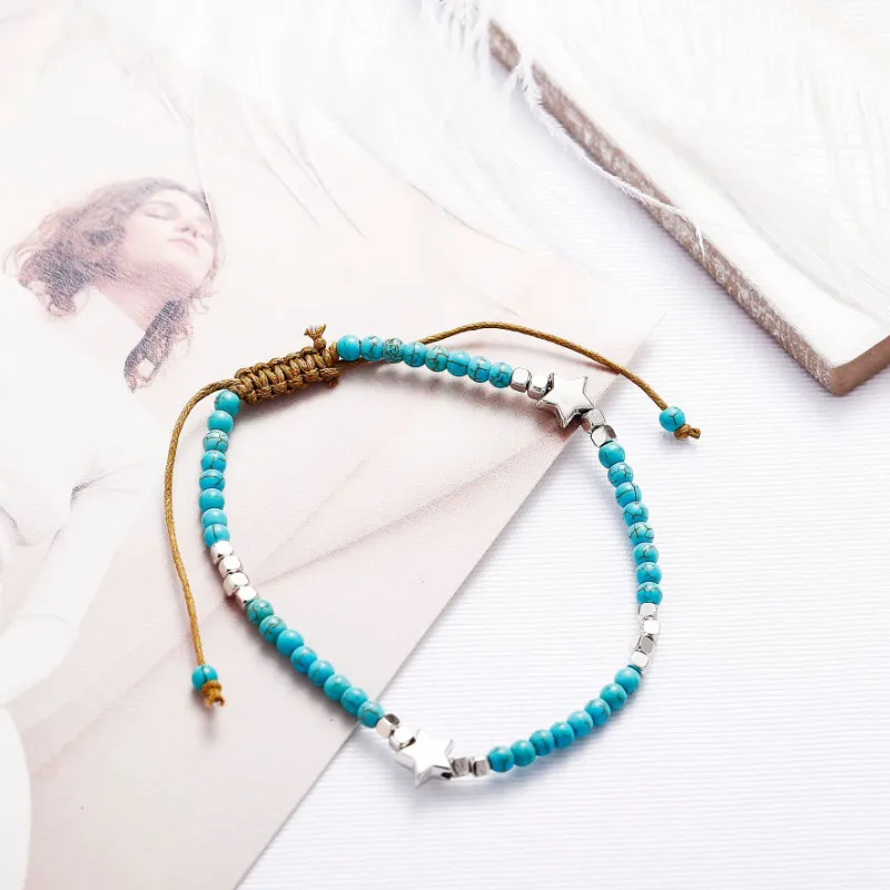 

Women Fashion Five-pointed Star Beaded Ankle Bracelets Summer Beach Foot Jewelry Anklets