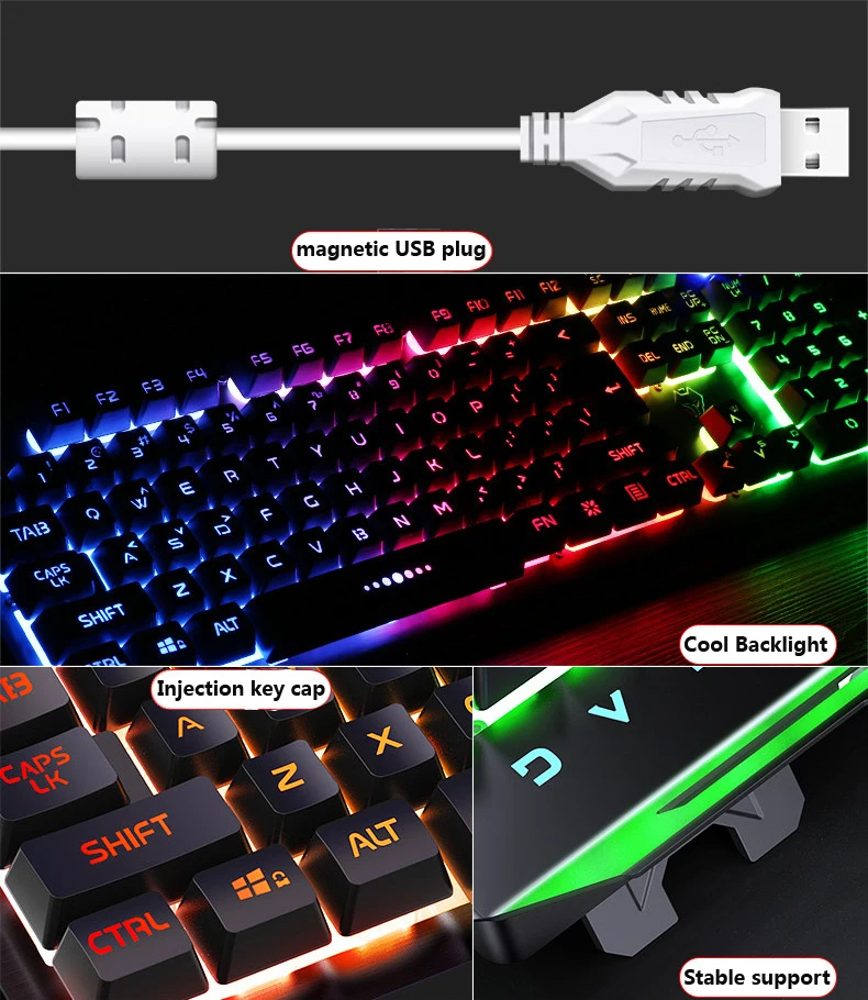 gaming keyboard gaming mouse mechanical feeling rgb led backlit gamer keyboards usb wired keyboard for game pc laptop computer free global shipping