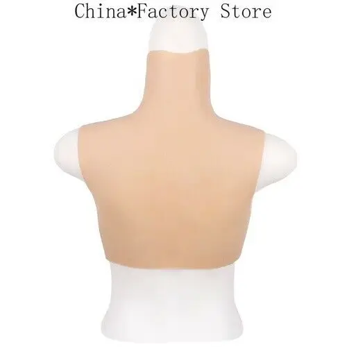 Tall Collar Backless C D E Cup Silicone Breast Vest Solid Chest Prosthetic Pseudo-CD Disguise One Piece Prosthetic Bust