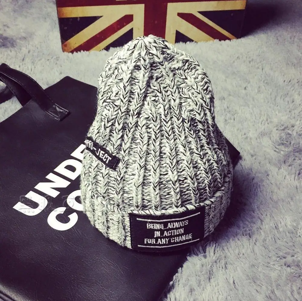 2018 Skullies &amp Beanies Knit Hat Female Casual Cap Winter Beanie Headgear Warm hat winter hats for women men AD020 |