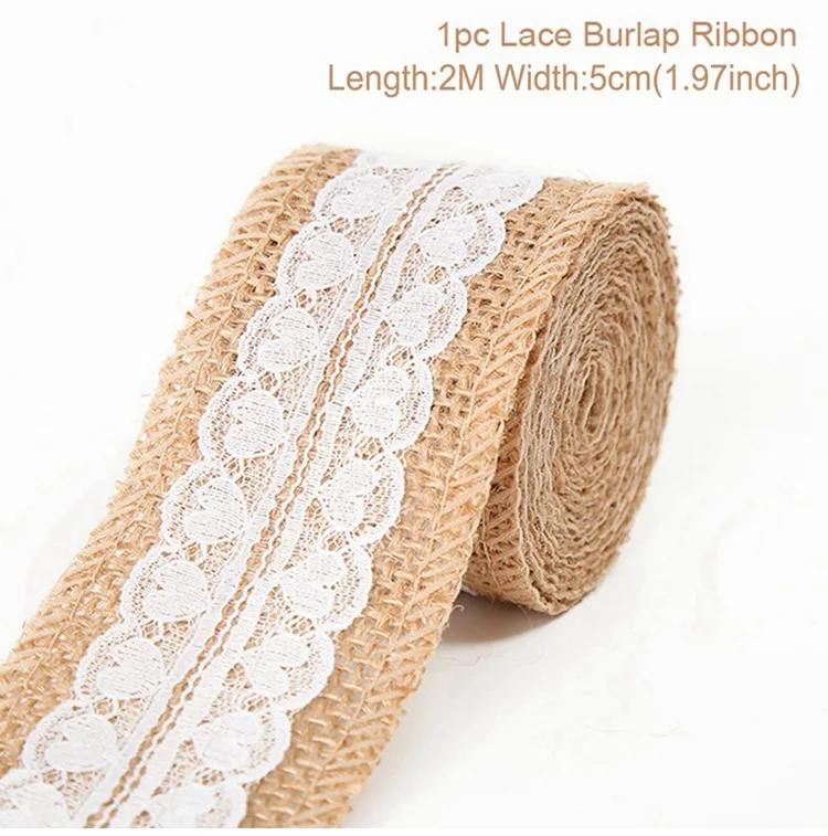 Lace Burlap Ribbon G QIFU рустикальная Свадебная карта свадебное оформление коробки винтажный свадебный стол Свадебный декор для свадеб аксессуары Mr Mrs Свадебное кружево - Цвет: Lace Burlap Ribbon G