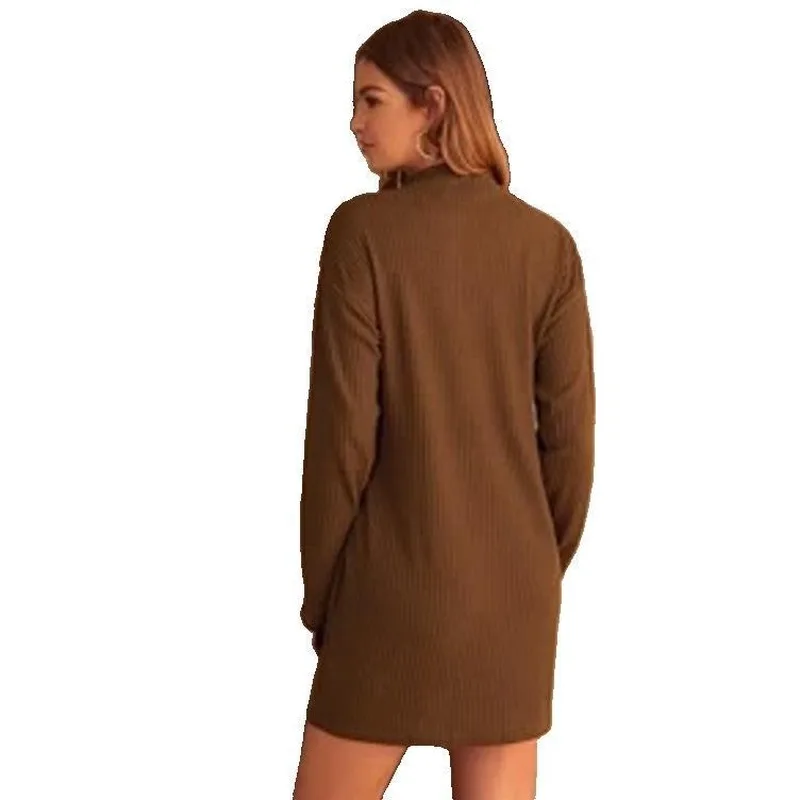 

Brown Harajuku woman robe femme Long Sleeve Sweater Dress Party Mini Dresses for Women Plus Size Pencil O-Neck Loose 2020Vestido