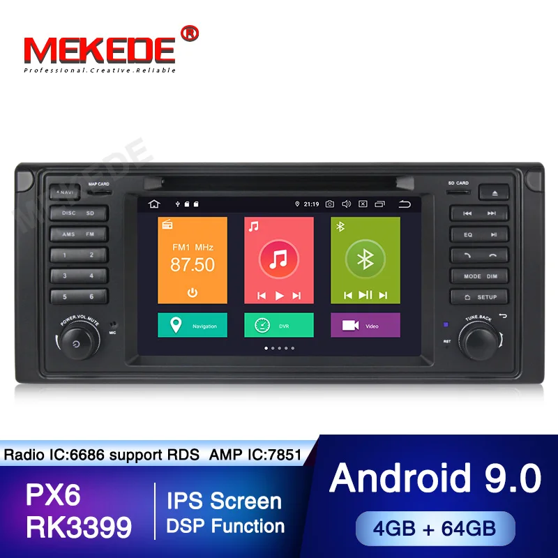 PX6 4 + 64G Android 9 0 gps навигация 7 &quotавтомобильный DVD плеер для BMW E39 5 серии/M5 1997 2003 Wifi 4G