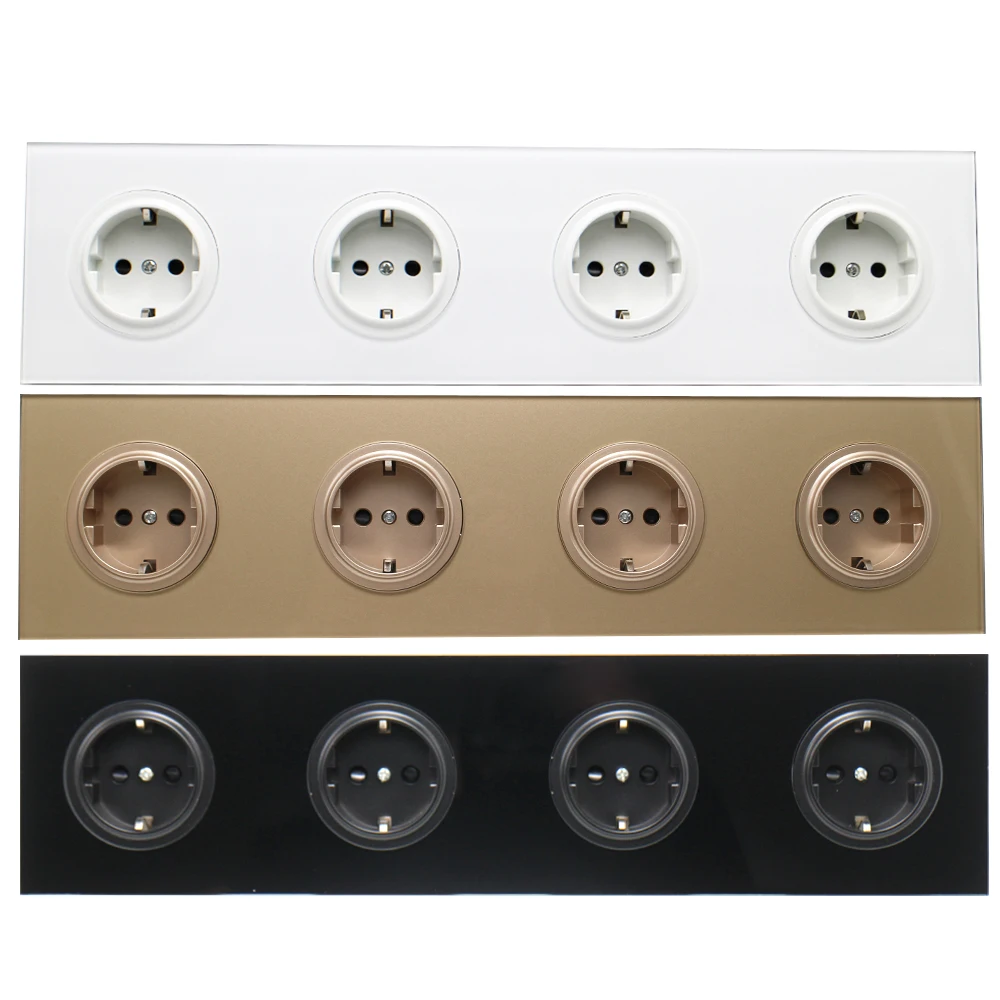 344*86 Тип 16A стандарт ЕС/де настенная розетка Кристальное стекло панель закаленное