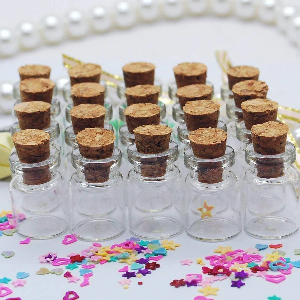 

50Pcs 0.5ML Mini Glass Bottles Delicate Cork Stoppers Wish Bottles DIY Miniature Bottles Favor Cute Small Glass Jars