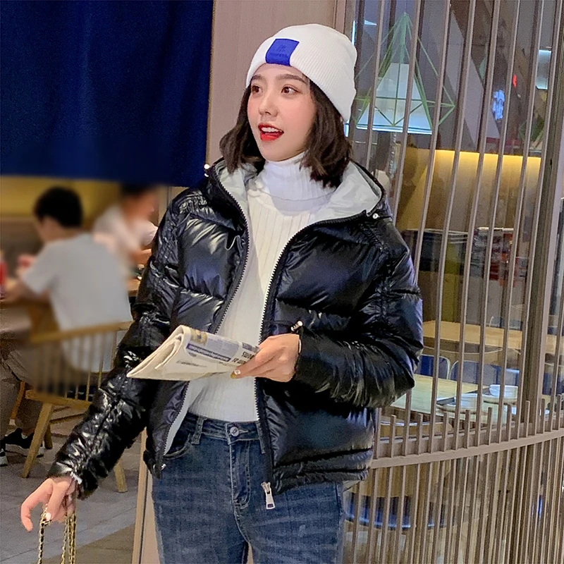 Зимняя Глянцевая парка для женщин новое водонепроницаемое пальто куртка с