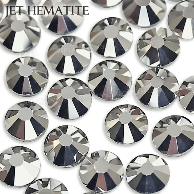 Jet Hematite Реактивный гематит блестящий черный исправление для одежды стразы кристаллы горячей фиксации плоский задний камень для рукоделия искусство платье костюм - Цвет: Jet Hematite