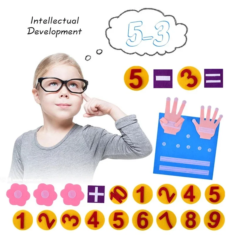 

Felt Finger Numbers Math Toy Children Montessori Toys Kids Early Educational Toys Toddlers Intelligence Development 30*30cm