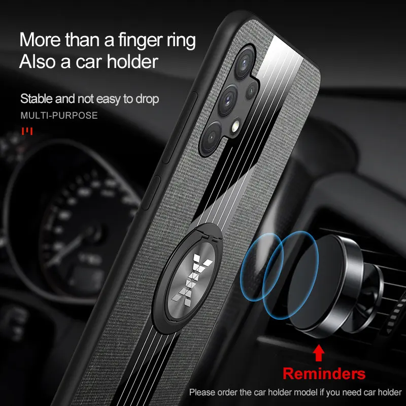 

Чехол для Samsung A32 4G гибридный прочный армированный с подставкой металлическое кольцо автомобильный магнитный держатель задняя крышка для ...