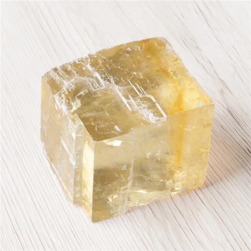 Натуральный желтый оптический кальцит необработанный материал кварцевый