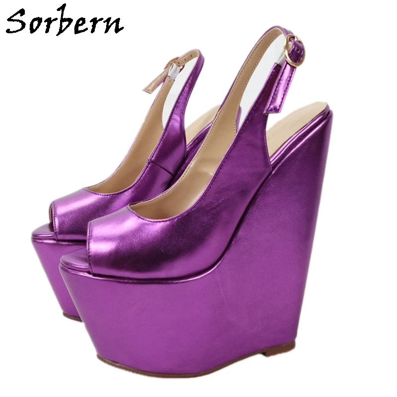 

Sorbern 17cm Peep Toe Wedge Slingback Pump High Heel Platform Shoe For Ladyboy Heels For Crossdresser Women Summer Shoes Custom