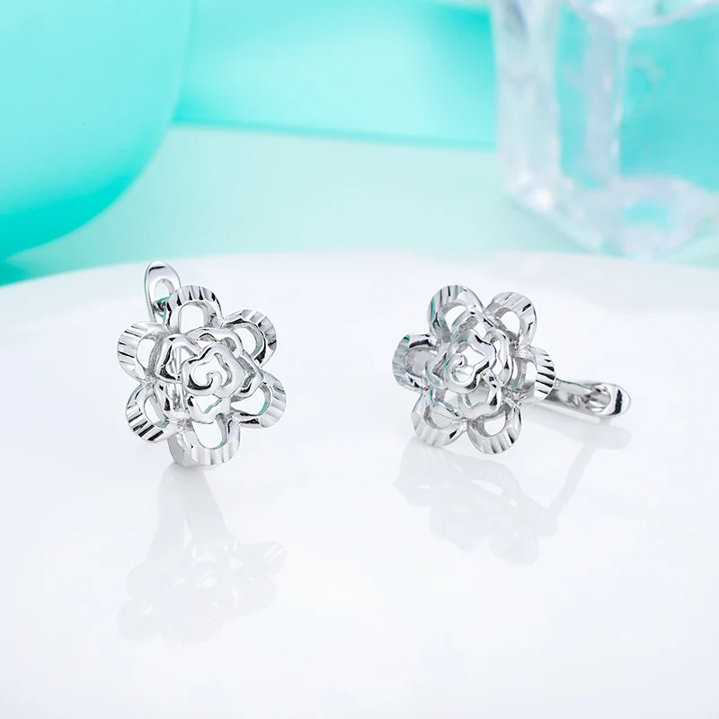 Новые модные простые серьги-гвоздики с полыми цветами медные маленькие серьги