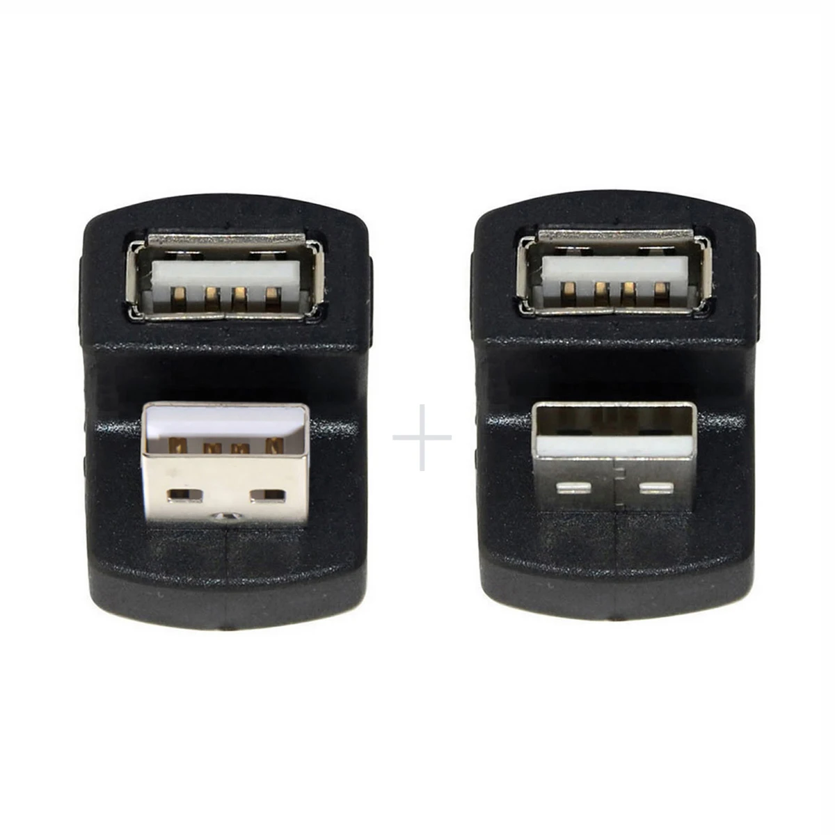 

Black 180 Degree Up & Down Angled Male to Female Extension USB 2.0 A adapter 1 Set