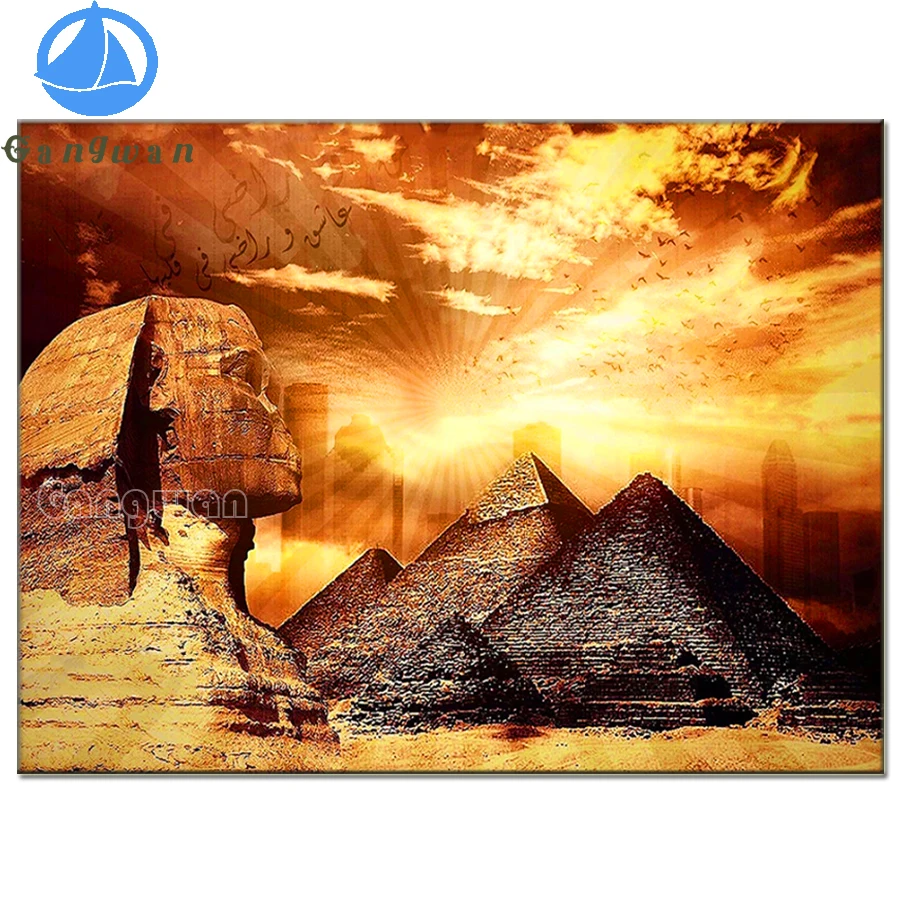 Алмазная живопись Египет пирамида Фараон гробница пейзаж 5D вышивка стразами