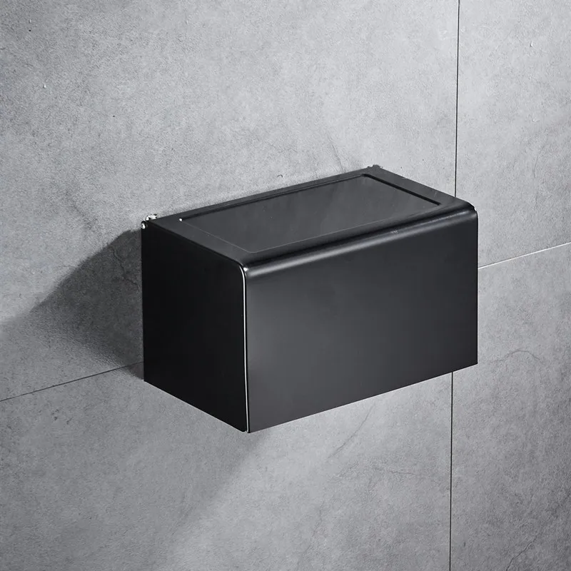 WZLY Matte Black Paper Box Bathroom Towel Dispenser Wall Mounted Aluminum Tissue Holder Commercial Hand Racks | Обустройство дома