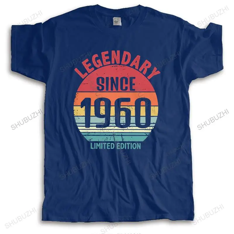 

Retro Vintage Legendary Born In 1960 T-shirt Homme Pre-shrunk Cotton 60th Birthday Gift Tee Top Short Sleeve Casual Tshirt Merch
