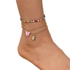 Новый модный дизайн, женский пляжный браслет на ногу с красочными бусинами и бабочками из сплава, милый дизайн, богемный браслет