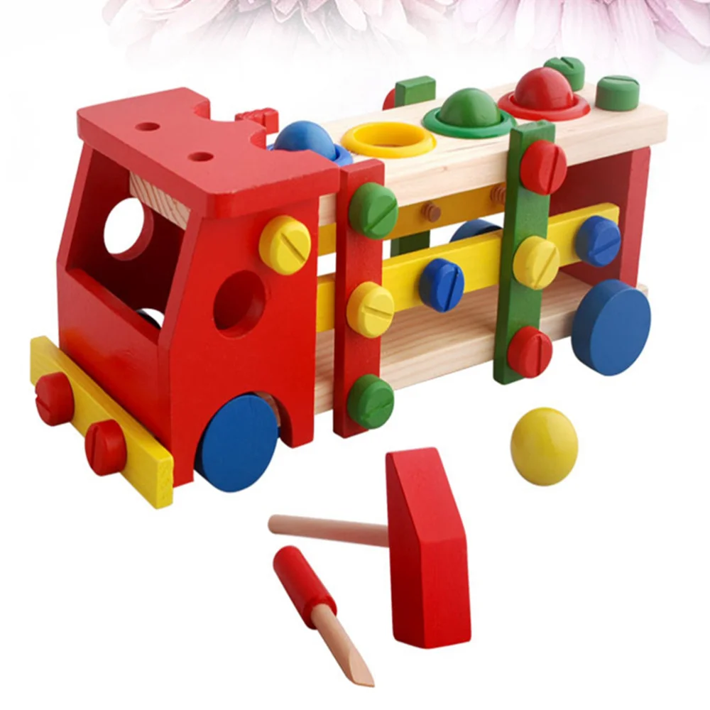 1 Набор деревянных игрушечных молотков мультяшная Милая толкающая скамейка