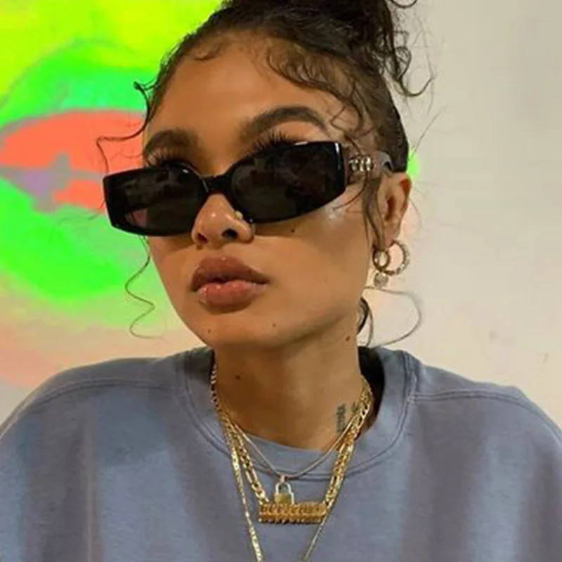 

2021 Fashion Brand Designer Bril Zonnebril Voor Vrouwen Vintage Modieuze Smalle Vrouw Zonnebril Vierkante Spiegel Mannen UV400