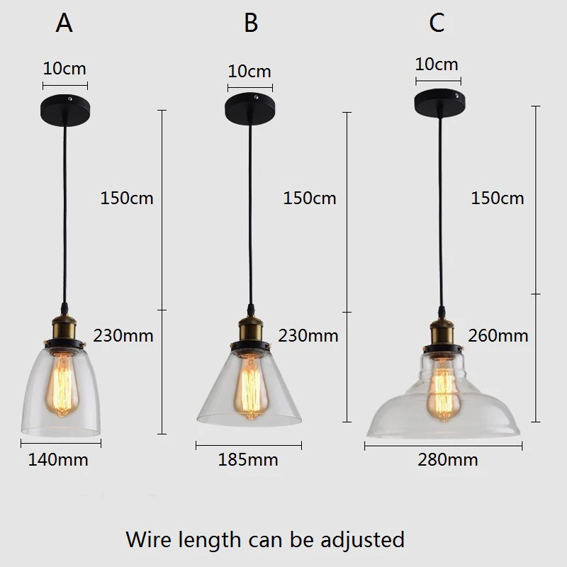 

Glass Pendant lights Amber Vintage Modern Industrial hanging lamp E27 bulbs Kitchen Dining living room pendant light fixture
