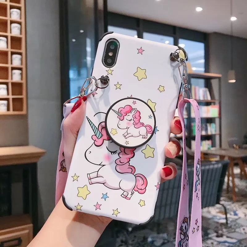 Милый мультяшный Единорог Улица Сезам ремешок чехол для iphone 6 6S 7 8 plus X XS XR Max стенд держатель мягкий IMD телефон couqe - Цвет: H
