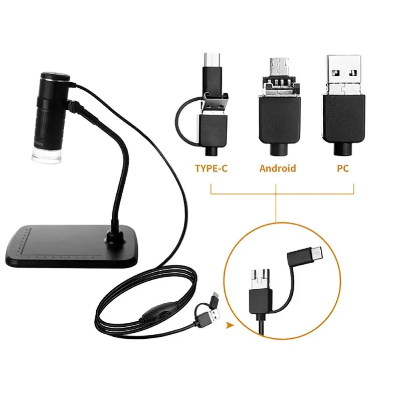 50-1000x 3 в 1 цифровой микроскоп TypeC Android компьютер Ручной USB детская увеличительная