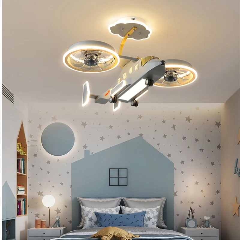 

Cartoon LED Ceiling Fan lights for boys children kids room lamparas de teco Modern LED Ceiling lamp for baby room Ceiling fans