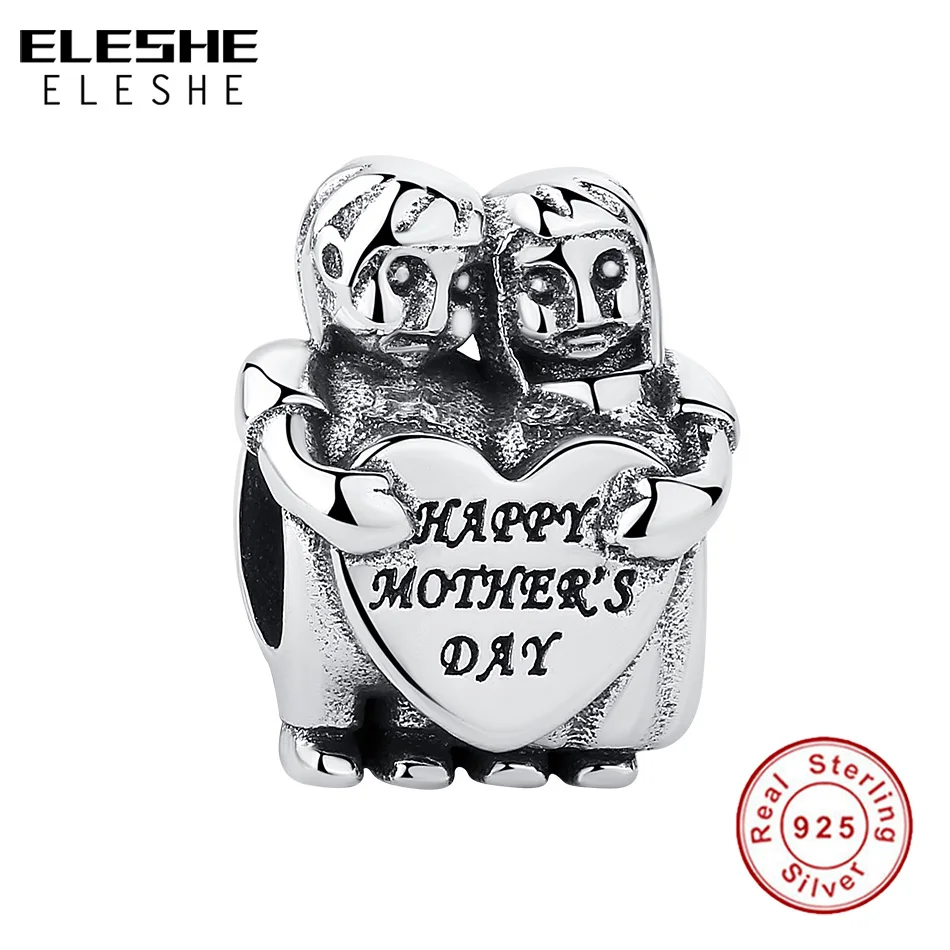 925 стерлингового серебра Счастливый День матери Шарм fit для женщин браслет