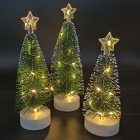 mini christmas tree led fariy lights star pine needles table decor creative xmas gifts party festival decor lamp 2022 new year