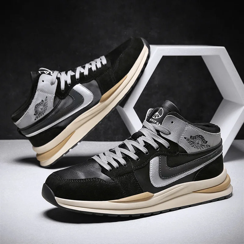 

Male sneakers 2022 New Fashion Shoes Man Outdoor Comfy Male Shoes Durable Outsole Men Casual Boots Mid-top Heightening Sneakers