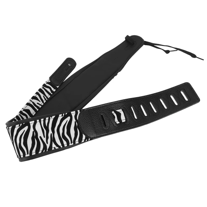 

Ремешок для электрогитары Zebra Edition PU, черные и белые подтяжки для басов, аксессуары для музыкальных инструментов