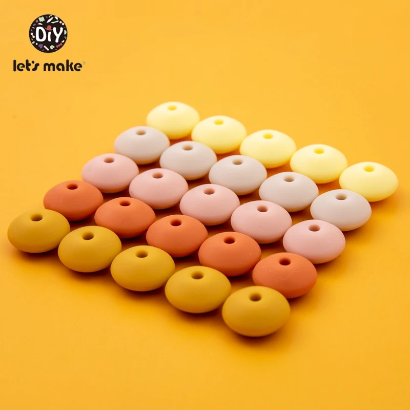 

Let's Make 40pcs 15mm Silicone Lentil Beads Baby Teething Beads Abacus DIY Pacifier Chain Food Grade Nursing Necklace Lentils