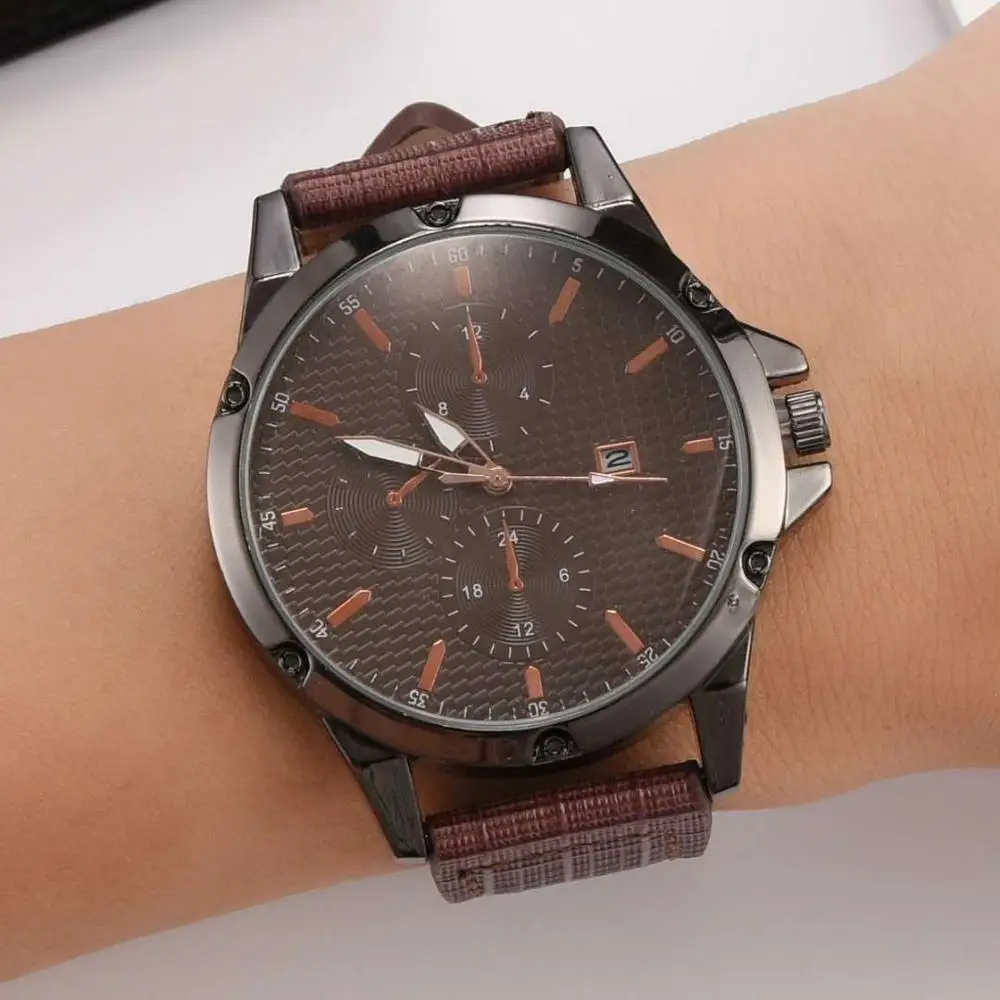 

Top Luxury Brand Fashion Mens Watches Auto Date Display Clock Male Retro Leather Band Quartz Watch Men Business Wristwatch 2020