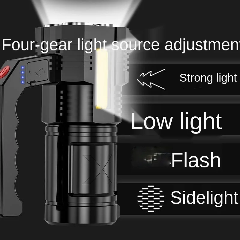 super bright quad core led rechargeable flashlight strong light charging outdoor long shot portable lamp probe long endurance free global shipping