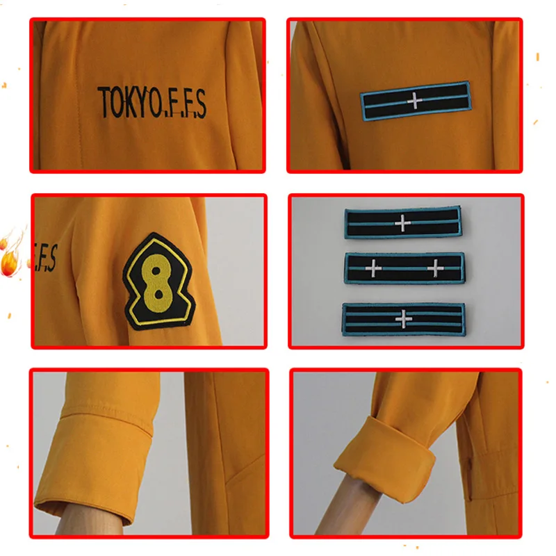 Костюм для косплея Coshome из аниме огненная сила комбинезон Shinra Kusakabe Maki Oze желтая