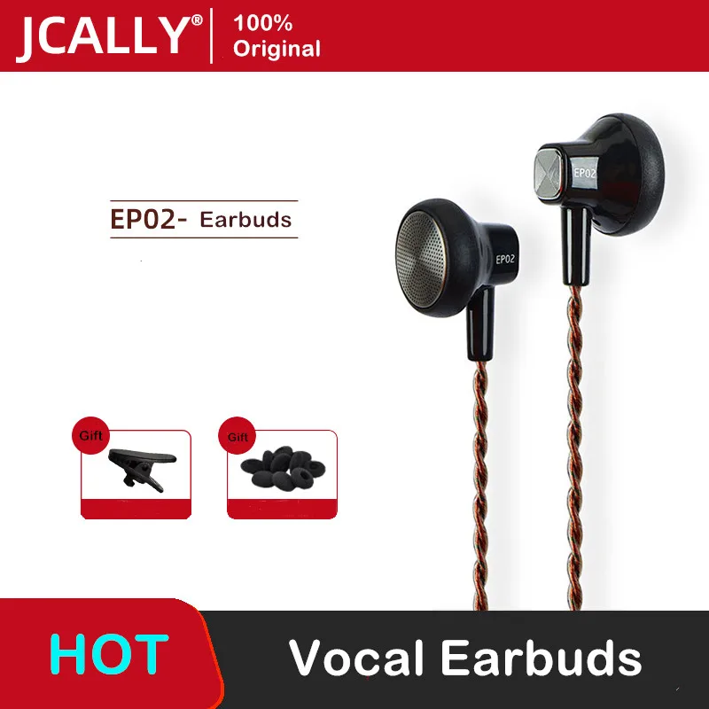 

JCALLY EP02 Flat Head Earbuds 15.4mm driver High Resolution Compound diaphragm Earbuds With MMCX Replaceable cable