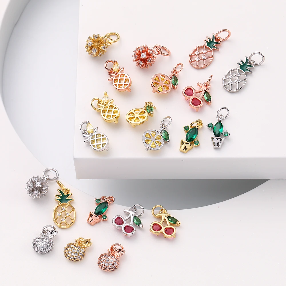 Подвески в виде фруктов шармы для изготовления ювелирных изделий оптом вишня