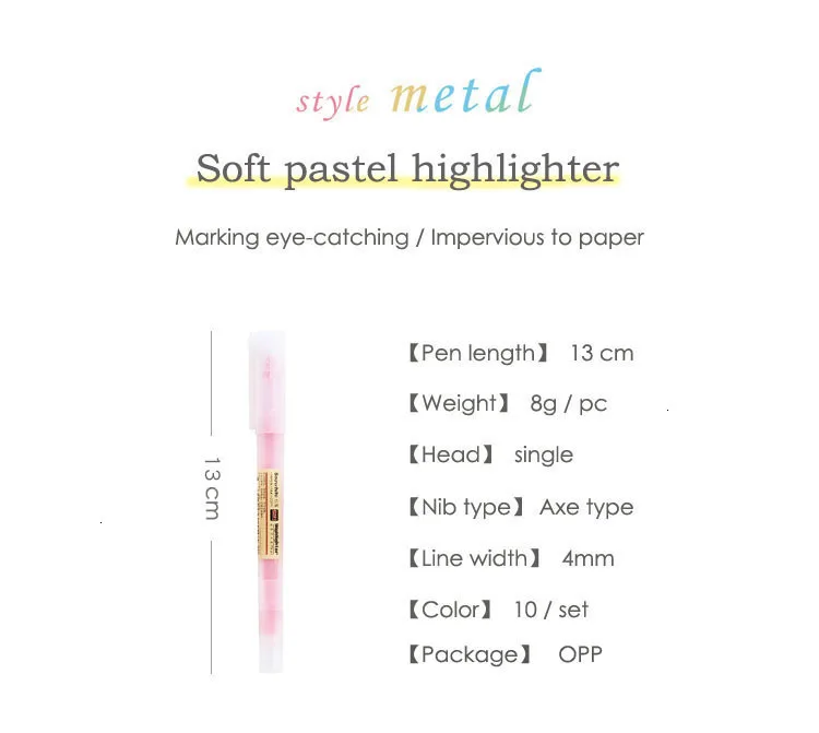 JIANWU 10pcs/set soft pastel ended highlighter pen Fluorescent pen kawaii Mild liner DIY School supplies Office Stationery
