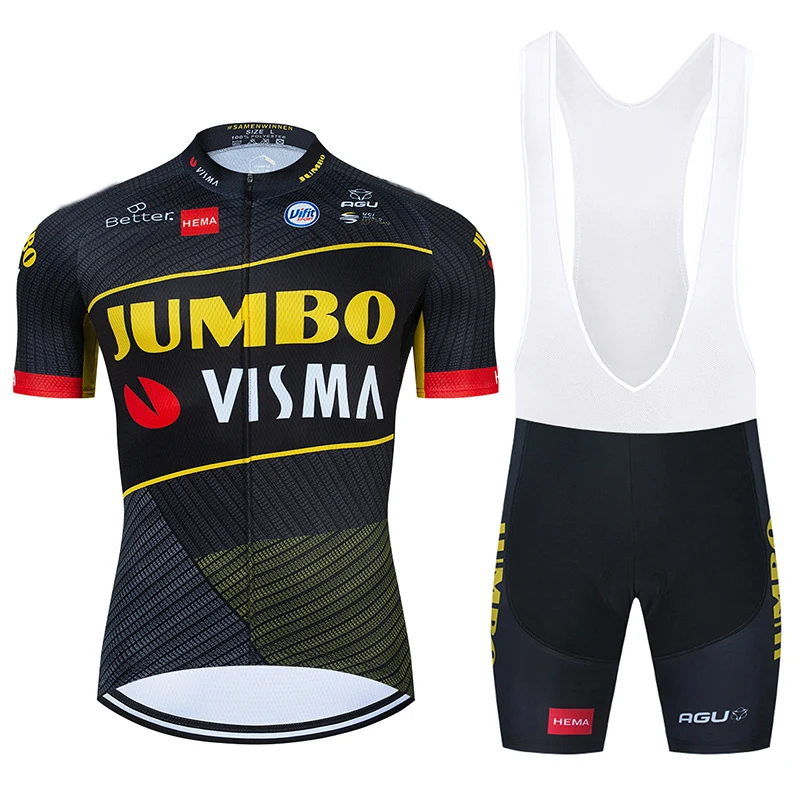 

2021 Team Jumbo Visma Cycling Jersey 20D Bib Set MTB Bicycle Clothing Black Summer Bike Clothes Mens Short Maillot Culotte