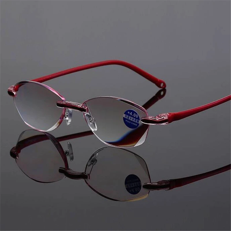 

iboode Fashion Frameless Reading Glasses Women Ladies Anti Blue Light Presbyopia Eyewear Diopter +1.0 +1.5 +2.0 +2.5 +3.5 +4.0