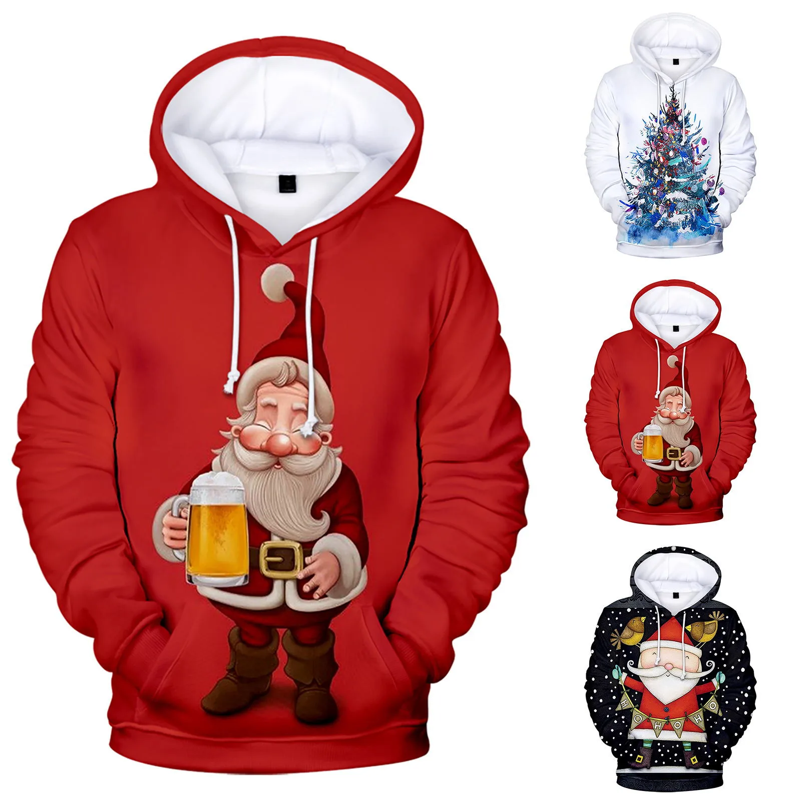 

S-5XL Hoodie Men And Women Merry Christmas Santa Claus Streetwear Hoodies For Coupels 2021 Christmas 3D Hooded Sweatshirts