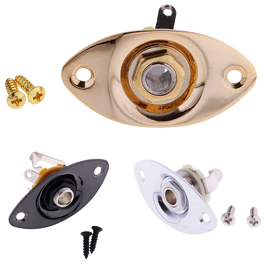 

Electric Guitar Bass Parts Oval Style Input Output Jack Plate Socket