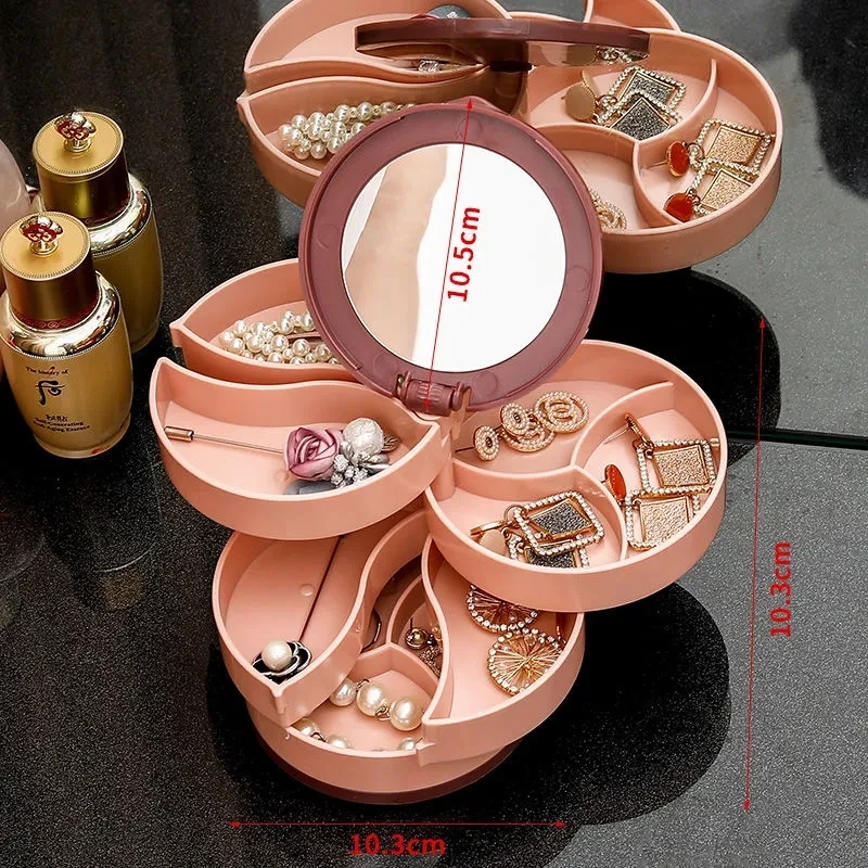 Jewellery Organiser Box Jewellery Storage Case Earring Rings Necklace Large Space Multi-layer Spin Jewellery Cases Holder Women