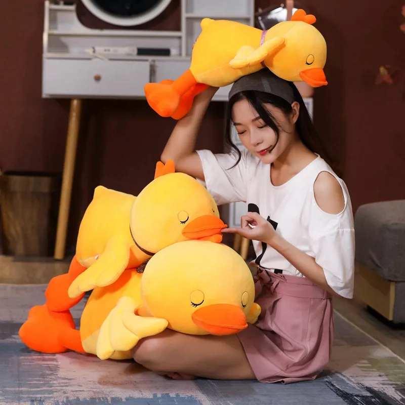 Мягкая Лежащая утка Симпатичная желтая плюшевые игрушки для детей мягкая