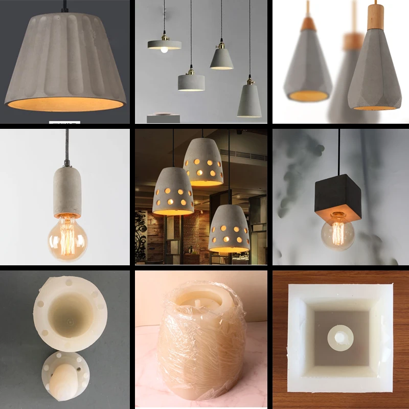 Прямая цилиндрическая цементная люстра с абажуром силиконовая форма для