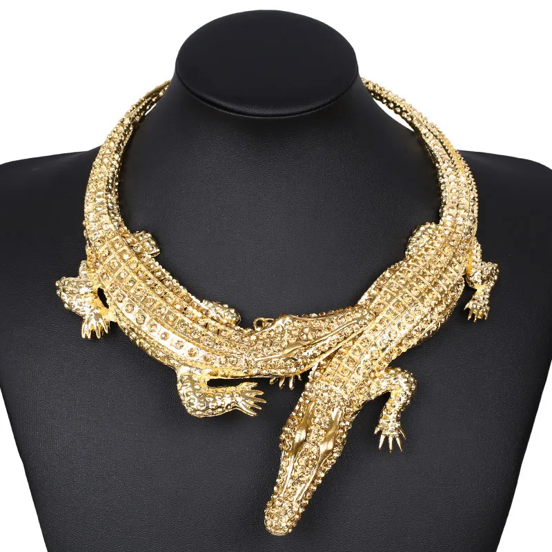 

Two Headed Crocodile Exaggerated Necklace Punk Collar Halloween Accessories