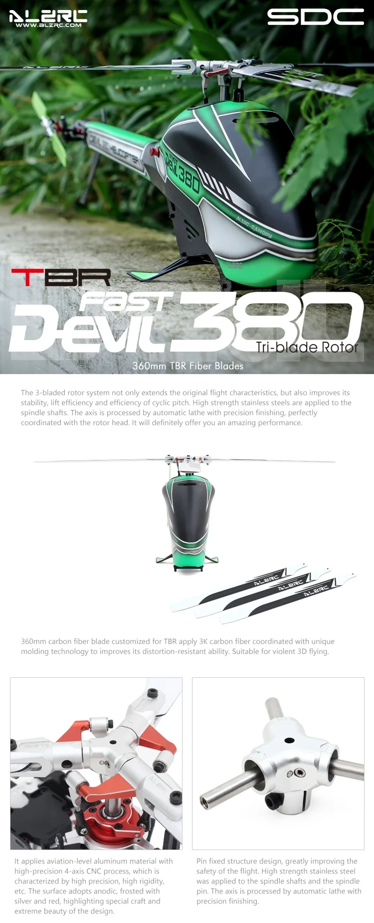 ALZRC-Devil 380 TBR комплект вертолет 380 RC вертолет-серебро