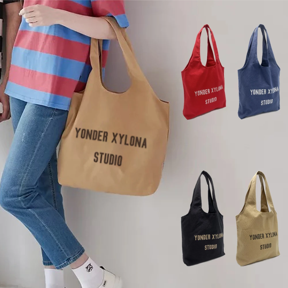 

Canvas Shopping Bag Eco Tote Bag Handbag Designer Brand Tote Bag Large Capacity Storage Space Bag Shoulder Bag Solid Daily Bag